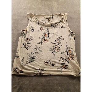 Papermoon Tank Top Womens XXL White Floral Scoop Neck Sleeveless Lightweight